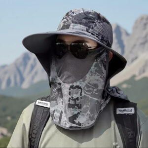 Men's shawl sun hat, outdoor breathable face-covering fishing cap with detachable brim and dual ventilation holes, perfect for fishing and outdoor activities