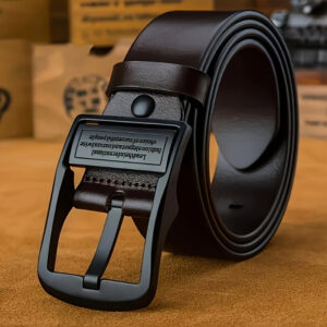 Men'S Genuine Leather Belt with Black Alloy Buckle - Adjustable Vintage Double-Sided Design, Durable Classic Style for Business and Casual Wear, Business Casual Belt | Classic Belt Design | Durable Leather Belt