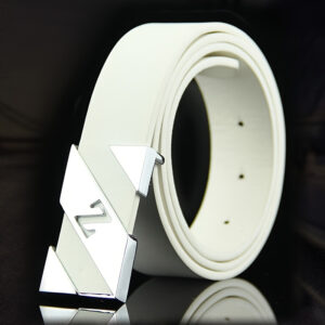 Men'S Stylish Faux Leather Belt with Smooth Buckle - Sleek White, Perfect for Casual or Dress Wear