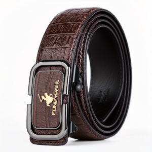 Men'S Automatic Buckle Crocodile Pattern Belt, Casual Business Style for Young And Middle-Aged Men.