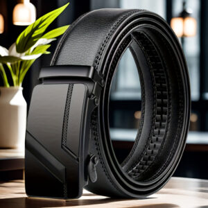 Fashionable Men's PU Leather Belt with Automatic Iron Buckle, Durable and Versatile Casual Everyday Wear