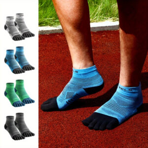 WRELS Athletic Toe Socks - Polyamide Blend, Knit Fabric, Striped Tube Socks with COOLMAX Technology for Men and Women, Breathable and Moisture-Wicking for Running, Marathon, Fitness, Hiking