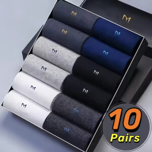 10pcs Men's Breathable Mesh Dress Socks - Soft, Comfortable & Odor-Resistant for All Seasons, Fits US Sizes 9-11