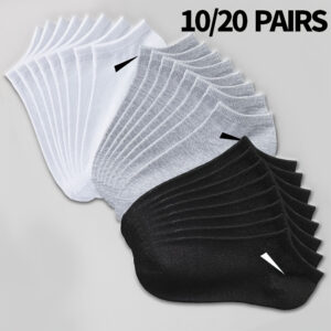 10/20 pairs of Men's breathable socks - comfortable blend of polyester and spandex, solid color design, lightweight knit, suitable for casual wear, daily socks | minimalist socks | durable fabric, simple design, soft fabric, active lifestyle