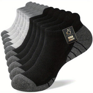 10 Pairs Men'S Low-Cut Comfort Socks - High-Quality, Breathable Polyester, Solid Color (Black, Gray, White) with Arch Support for Casual Wear, Casual Socks | Minimalist Socks | Durable Socks