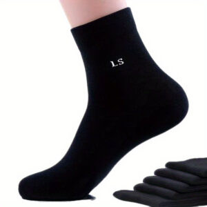 6 Pairs Of Simple Solid Men's Business Socks, Sweat-absorbing Anti-odor Breathable Comfortable Compression Crew Socks For All Seasons