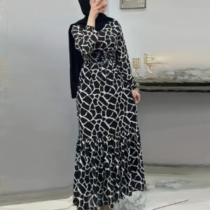 Women's Spring and Autumn Casual Long Printed Arabic Dress