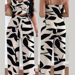 2pcs Women's Camisole and Wide-Leg Pants Set