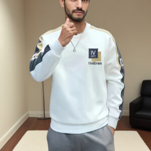 1pc Stylish Men'S Crew Neck Sweatshirt with "IV" & "Odibiran" Embroidery - Casual Long Sleeve Pullover, Comfortable All-Season Wear, Casual Attire|Modern Casualwear|Comfortable Fit