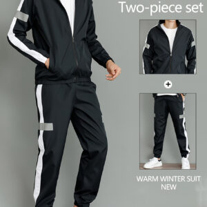 2pcs Men's Spring/Autumn Casual Long Sleeve Sportswear Set with Stand Collar