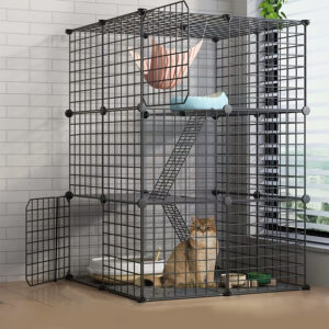 One set of cat cage/cat villa with a large and free space, an indoor cat shelter that can be freely assembled, suitable for small cats and used at home.