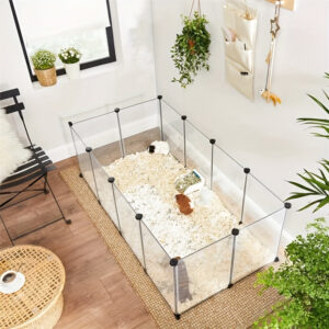 Matte Pet Fence, Small Animal Enclosure, Cat Cage, Dog Kennel, Chicken Coop, Hamster Cage, Guinea Pig Cage, Hedgehog Cage, Accessories for Rabbits and Guinea Pigs, Easy Assembly, 37cm Height