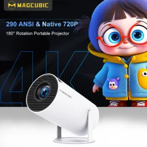 جهاز عرض Transpeed 4K Wifi6 HY300 Pro أندرويد 11 290 ANSI Dual WIFI Allwinner H713 BT5.0 720P سينما منزلية خارجية محمولة