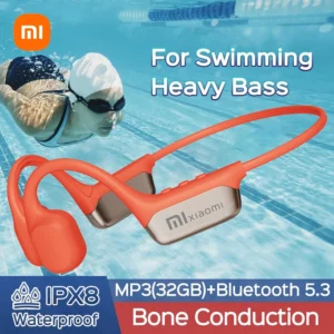 Xiaomi سماعة توصيل العظام بلوتوث باس سماعة رأس لاسلكية مشغل MP3 ركوب الدراجات اللياقة البدنية سماعة IPX8 مقاوم للماء السباحة