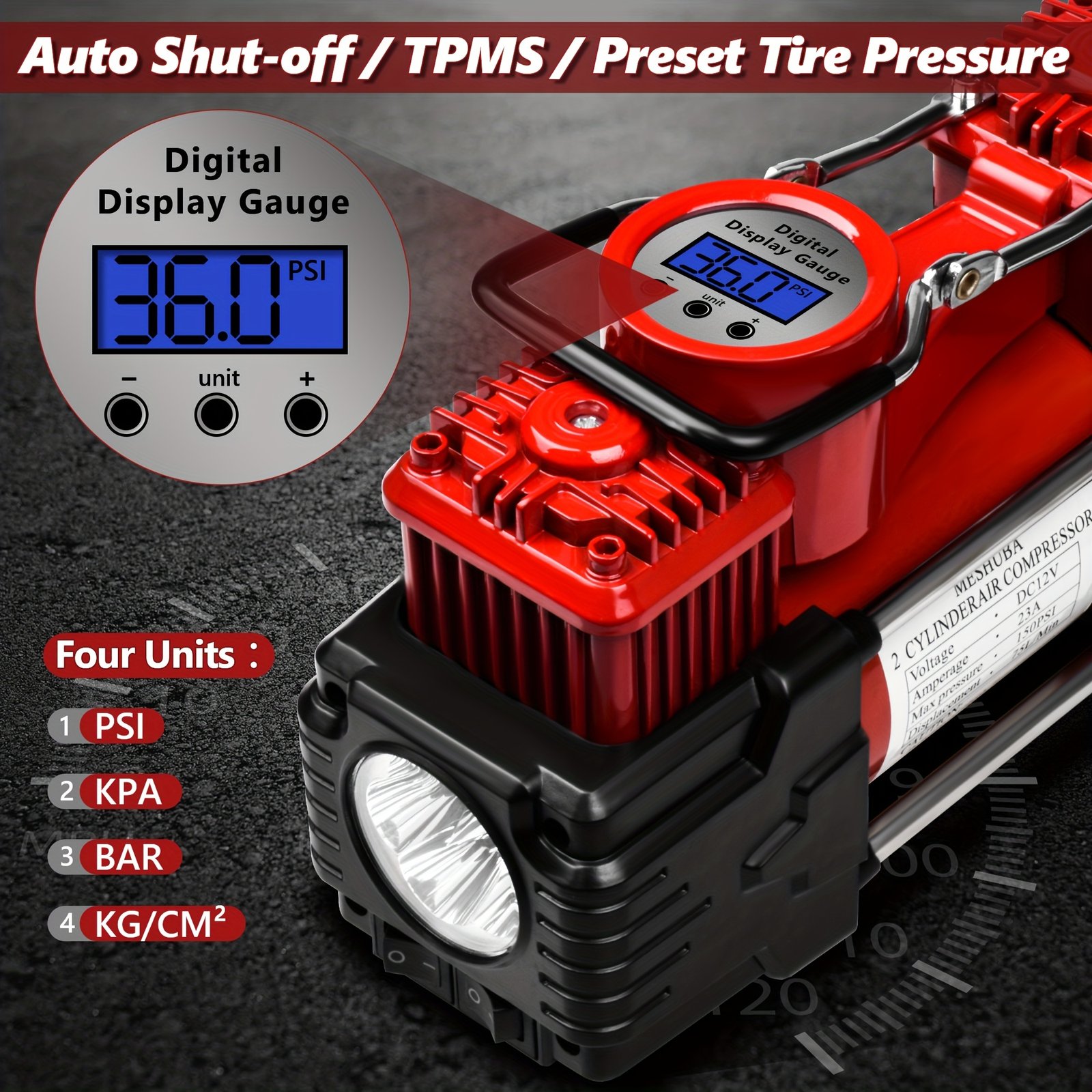 מדחס האוויר הדיגיטלי הכפול: עוצמה, מהירות, וביטחון לכל נסיעותיך! – תמונה 4