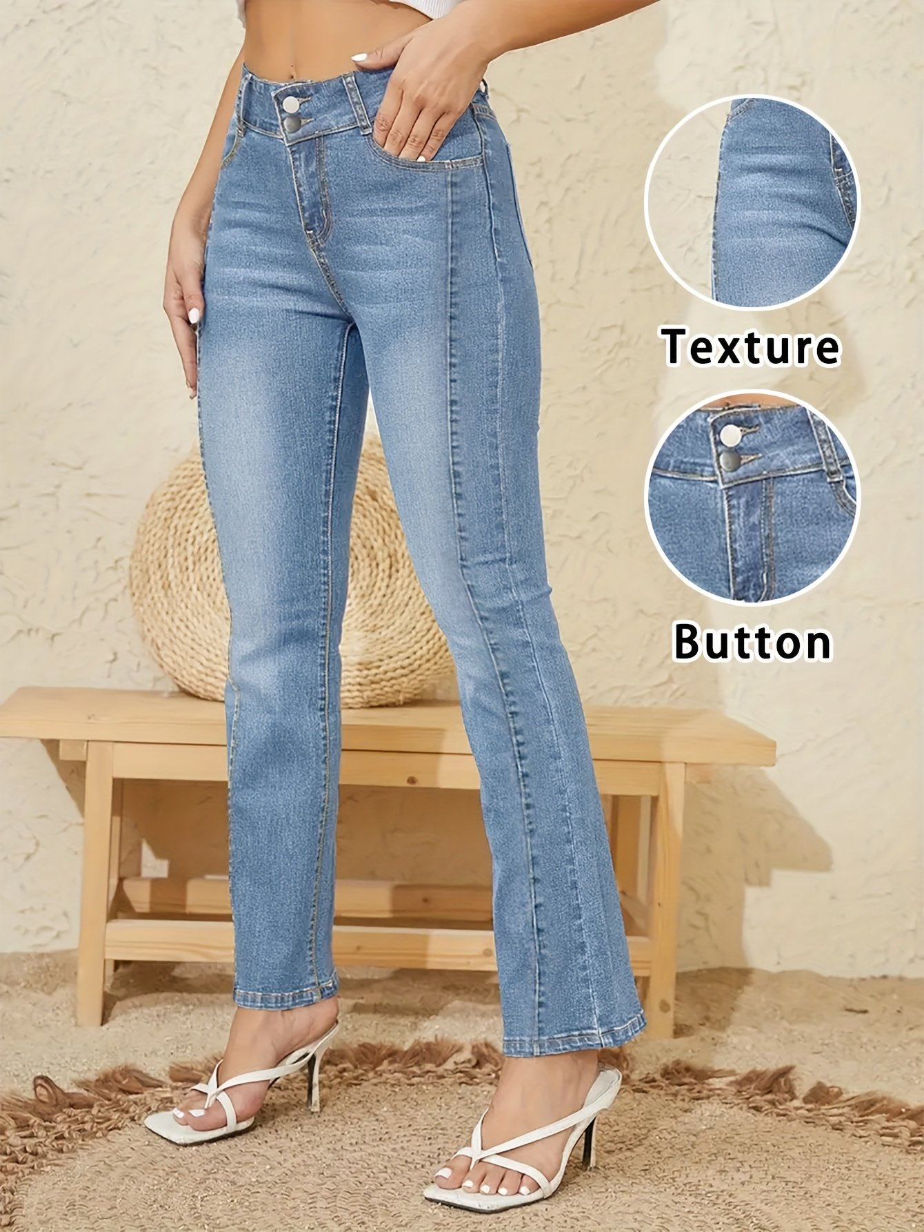 تألقي بأناقة لا حدود لها: جينز الفلير عالي الخصر المرن! - الصورة 3