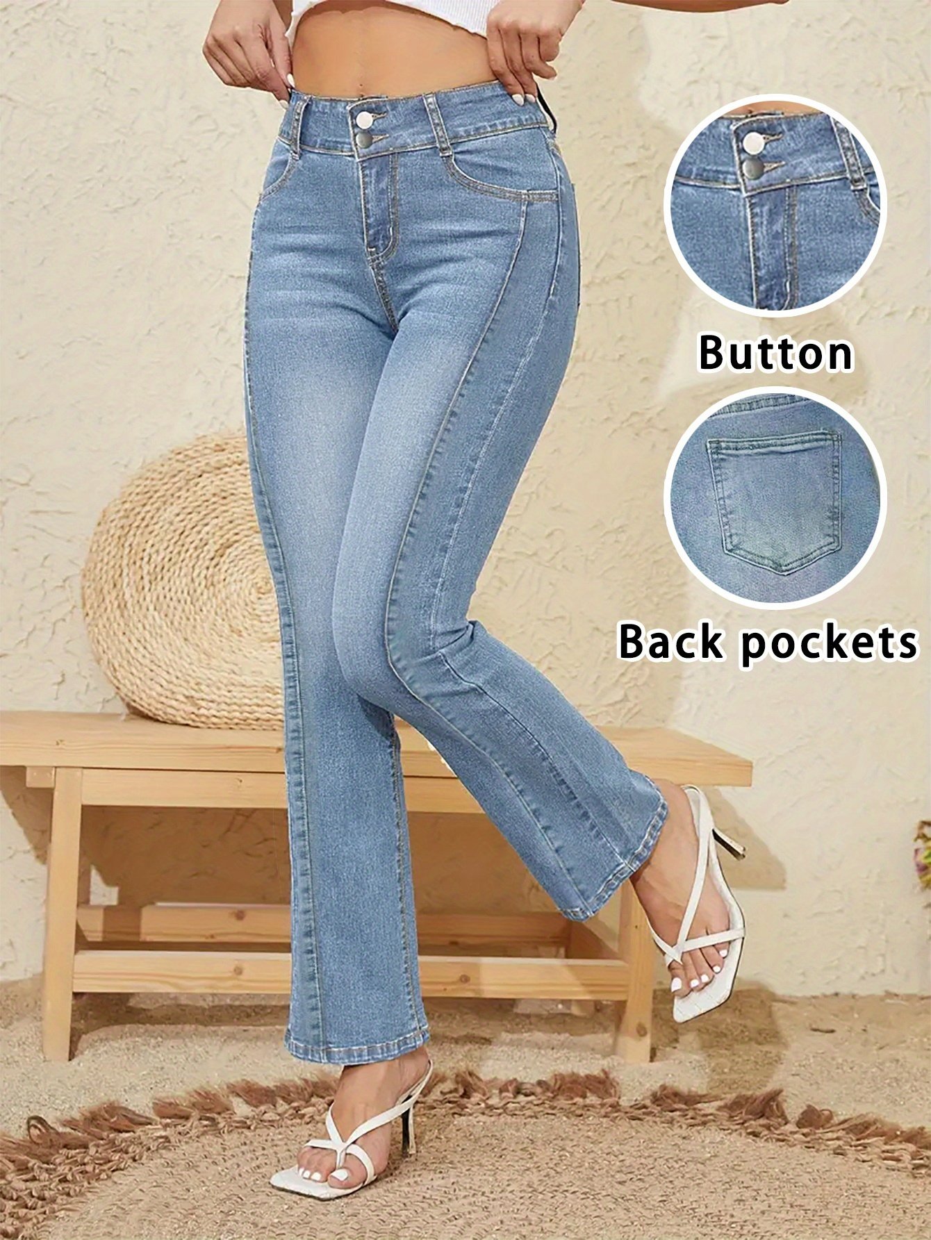 تألقي بأناقة لا حدود لها: جينز الفلير عالي الخصر المرن!