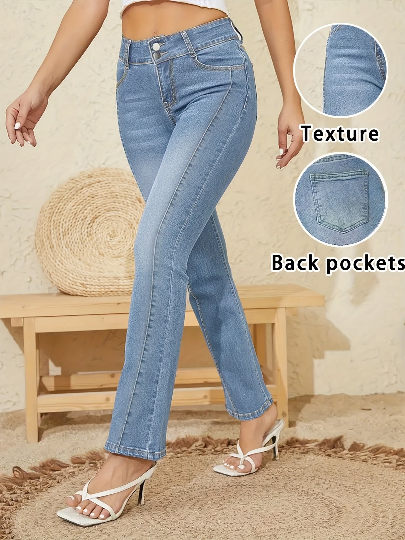 تألقي بأناقة لا حدود لها: جينز الفلير عالي الخصر المرن! - الصورة 4