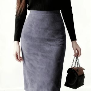 تنورة الخصر العالي بقصة السويد الصناعي: لمسة أناقة عصرية وجاذبية آسرة!