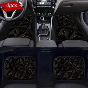Black Geometric Car Floor Mats: Modern Elegance & Superior Protection!