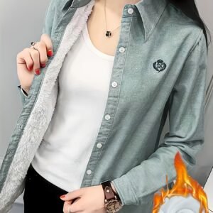 Autumn & Winter Radiance: Embroidered Women's Shirt for Style and Comfort