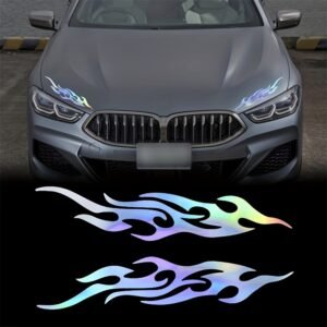 Ignite the Night with Your Style: Gradient Reflective Flame Stickers!