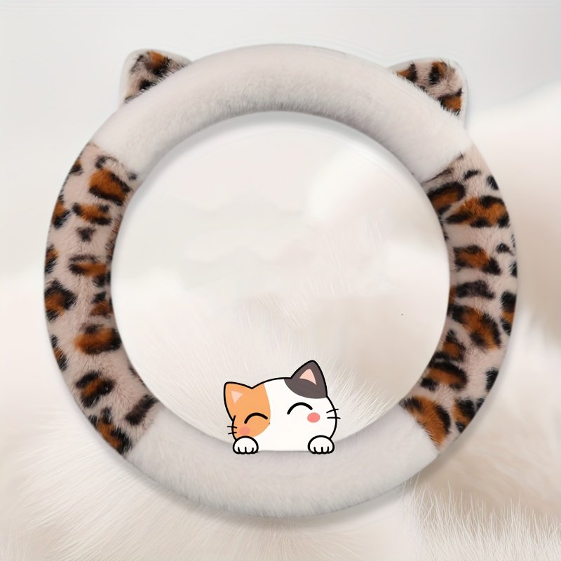 Winter Leopard Steering Wheel Cover: Warmth, Style, and Fun for Your Car! - Image 3