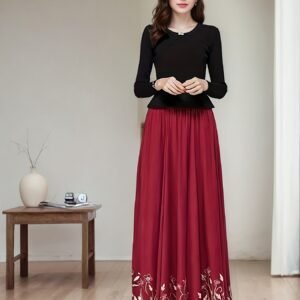 تنورة ماكسي قطنية مطرزة: أناقة عصرية بلمسة من الرقي!