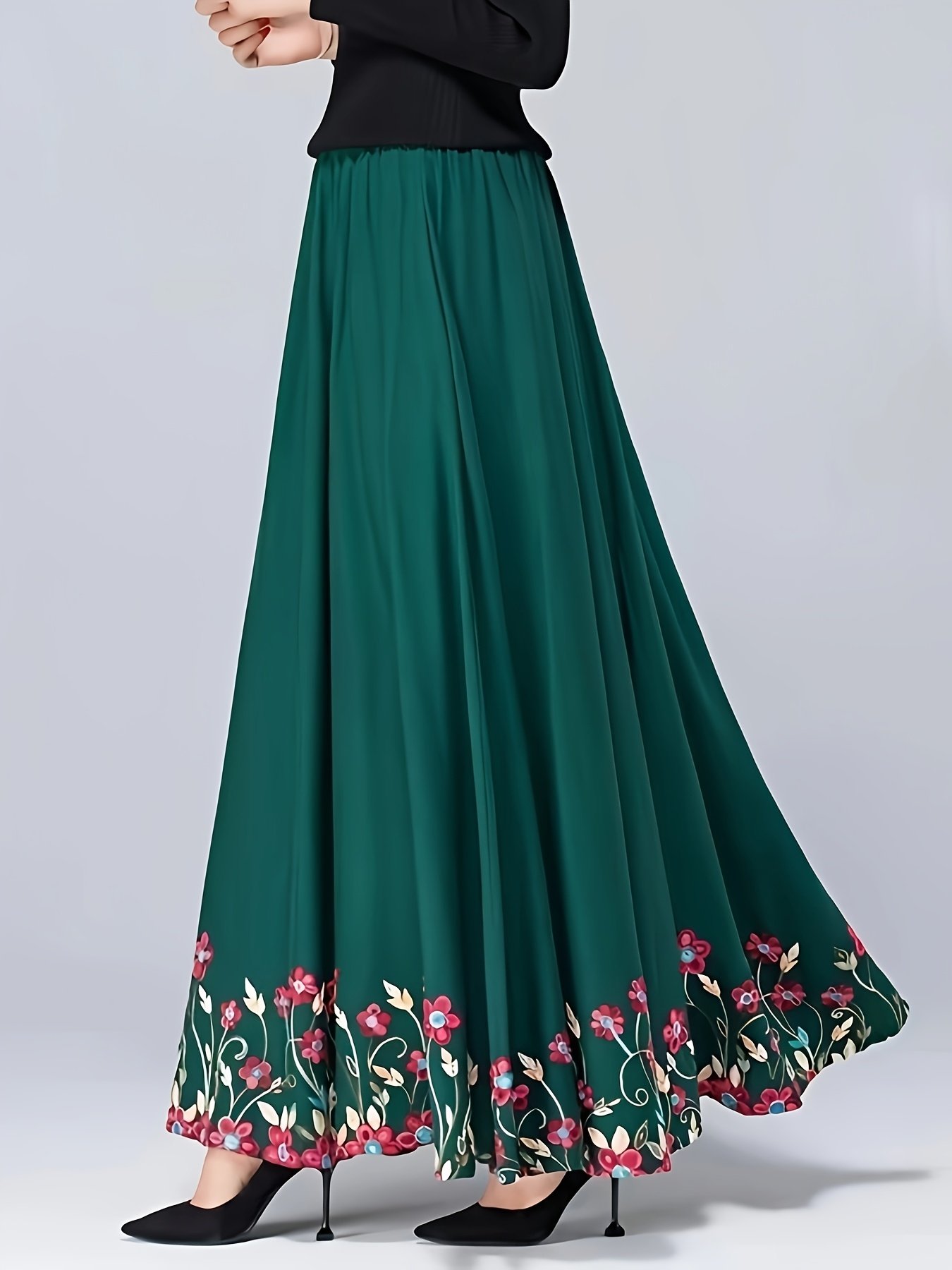 חצאית מקסי מכותנה רקומה: אלגנטיות עכשווית בנגיעת יוקרה! – תמונה 2