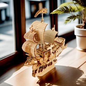 أبحر بمهاراتك: لغز القارب الشراعي الخشبي ثلاثي الأبعاد!