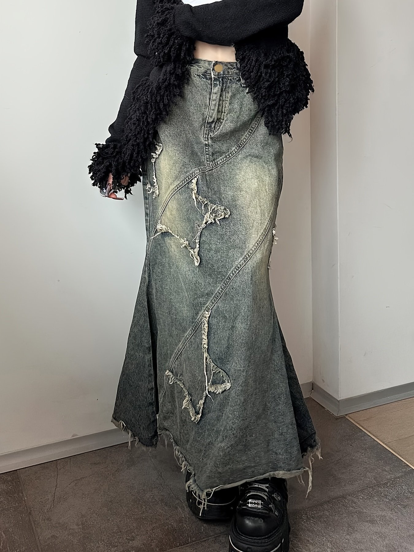 חצאית ג'ינס טרנדית: שיק רטרו עם מגע קסום של בת ים! – תמונה 5