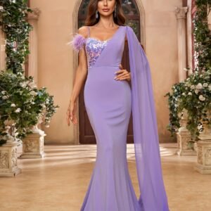 أبهري الأنظار: فستان السهرة الحورية اللامع بكتف واحد