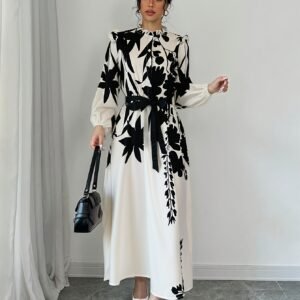 فستان الطباعة الهندسية الأنيق: أناقة لا تضاهى لكل مناسبة