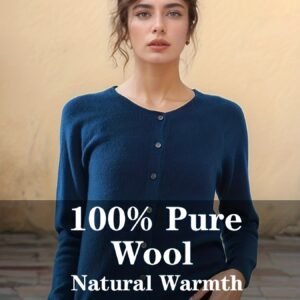 الدفء الأنيق: كارديغان الصوف الخالص بلون أزرق الطحالب