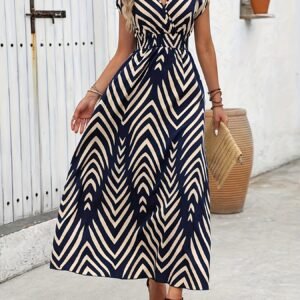 فستان الأناقة المتدفقة: نقوش هندسية آسرة لكل لحظة!