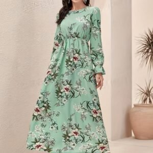 سحر الأنوثة: فستان الزهور بقصة A وأكمام الكشكش