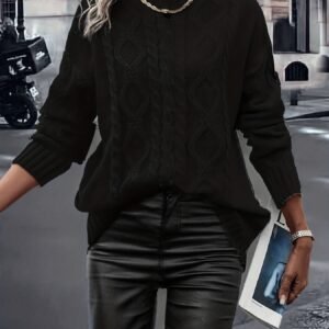 Winter Glow: Enchanting Color Block High-Neck Sweater