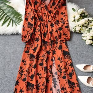 فستان الماكسي الزهري بأكمام الأسقف: أناقة عصرية وجاذبية لا تُقاوم!