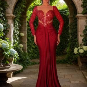 Enchanting Elegance: Shimmering Pearl Evening Gown