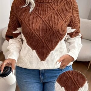 تألقي بدفء وأناقة: كنزة الياقة العالية الفاخرة للمقاسات الكبيرة