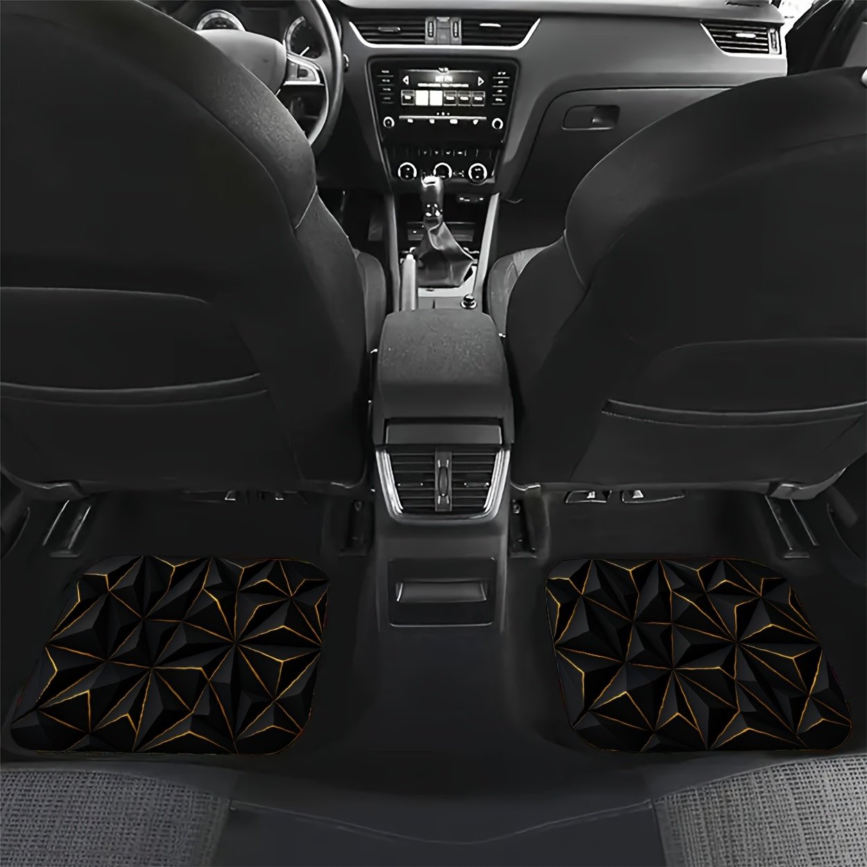 אלגנטיות עכשווית והגנה עילאית: שטיחי רצפה לרכב בעיצוב גאומטרי שחור! – תמונה 4