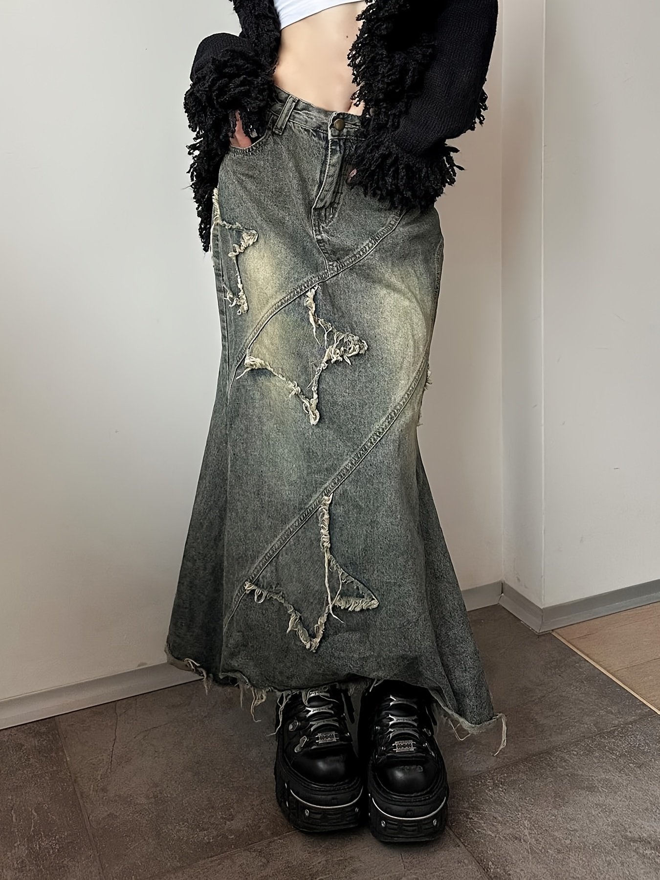 חצאית ג'ינס טרנדית: שיק רטרו עם מגע קסום של בת ים! – תמונה 3