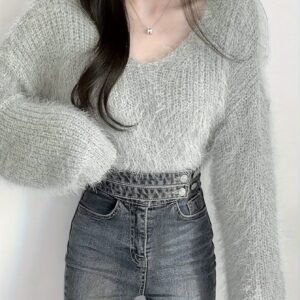 Charming Warmth and Modern Elegance: V-Neck Autumn and Winter Sweater