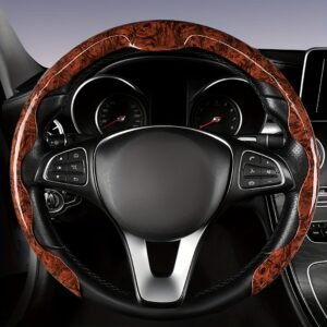 ارتقِ بتجربتك خلف المقود: غطاء فاخر بتصميم خشب الخوخ 5D!