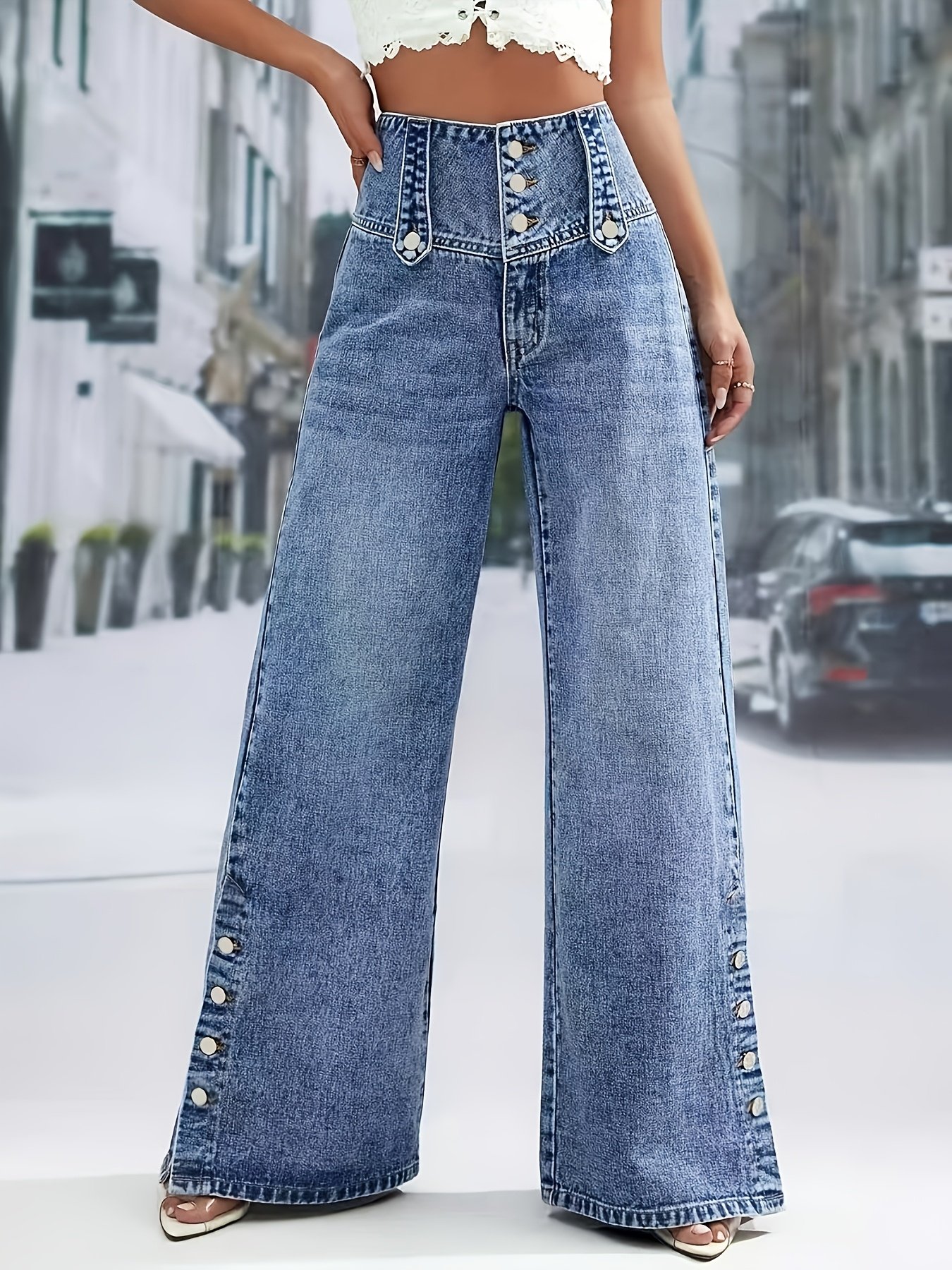 אייקון האופנה חוזר: ג'ינס Y2K עם מותן גבוה ורגל ישרה אופנתית! – תמונה 5