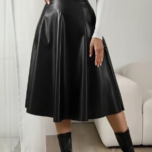 تنورة الخصر العالي الجلد الصناعي: أناقة متجددة لكل سيدة!