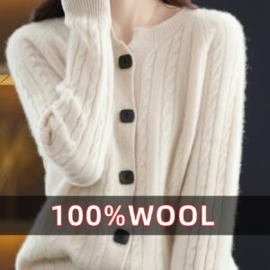 تألقي بدفء الصوف النقي: كنزة الربيع والخريف الفاخرة