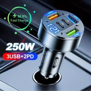Revolutionary 250W Car Charger: Smart Display & Multi-Port Fast Charging!