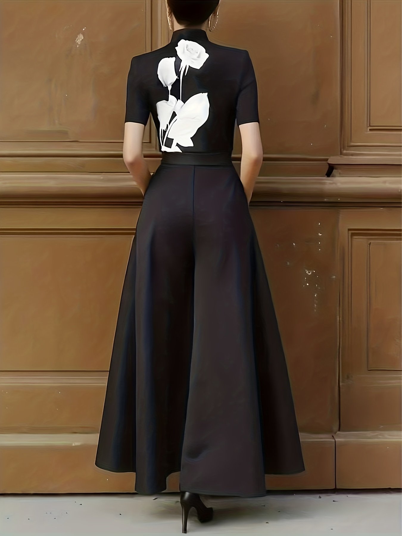 Dazzle with Vintage Charm: Elegant High-Waisted Wide-Leg Skirt Pants - Image 2
