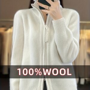 A Touch of Warmth and Sophistication: Women's Luxury Wool Zipper Cardigan
